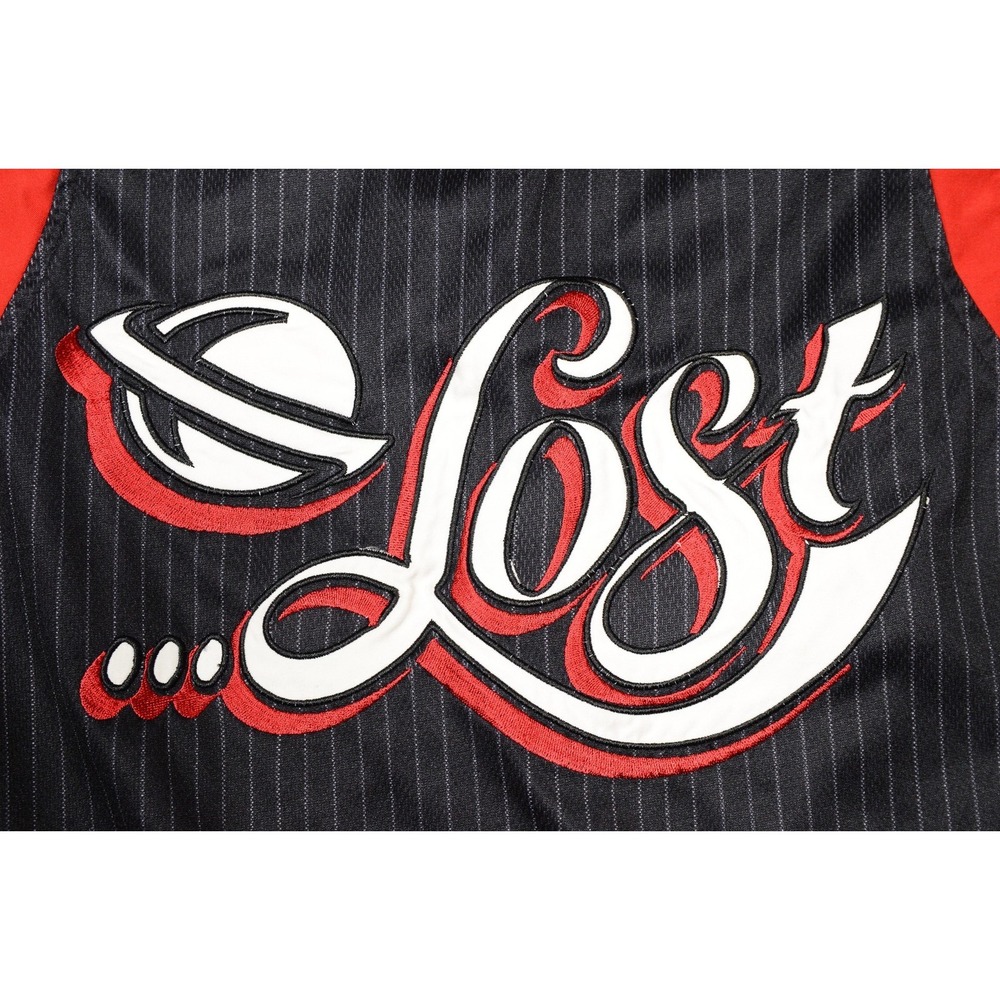 Vintage y2k Lost Jersey Tank Mens XL Black Red Pinstripe Basketball Sleeveless - Picture 3 of 8